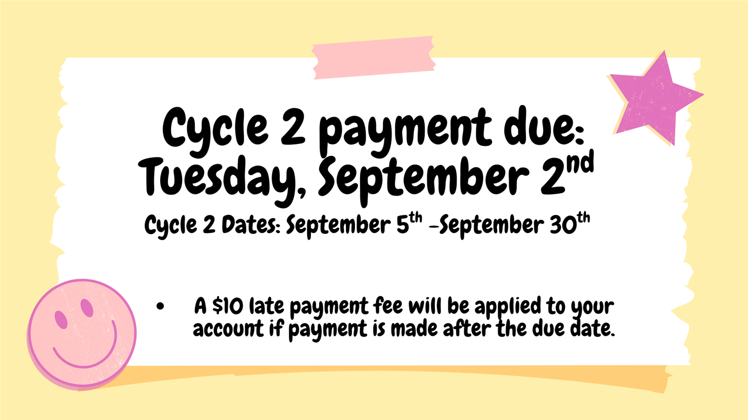 Cycle 2 Payment Reminder